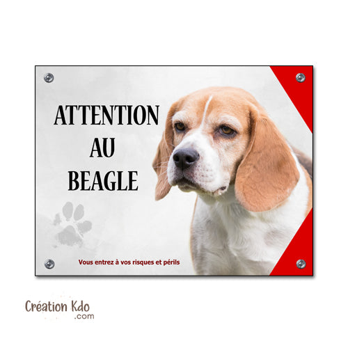plaque attention au chien lunatique beagle je monte la garde panneau portail sticker à bord