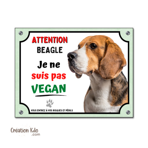 plaque beagle attention au chien pas vegan panneau portail je monte la garde