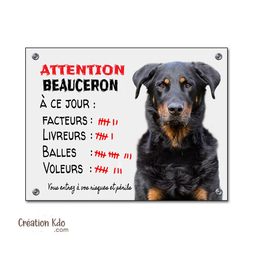 plaque beauceron je monte la garde panneau chien portail humour à ce jour personnalisé