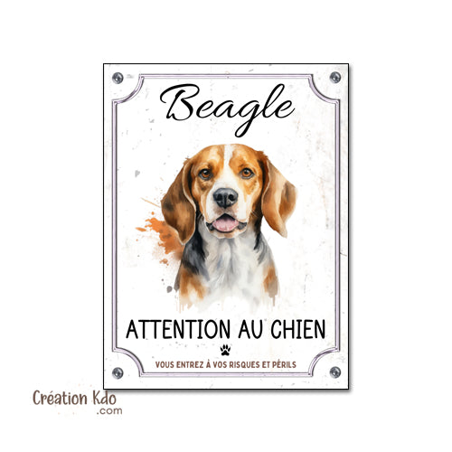 plaque attention au chien beagle panneau portail chien je monte la garde