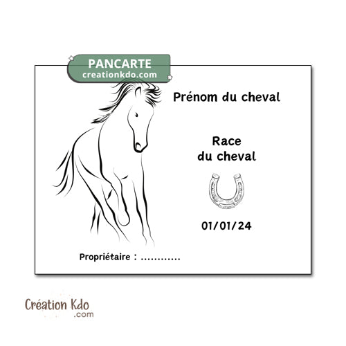 plaque de box cheval personnalisée panneau écurie chevaux race naissance nom pancarte aluminium