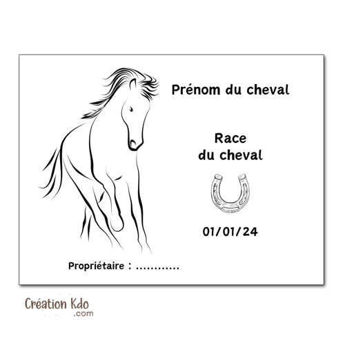 plaque de box cheval personnalisée panneau écurie chevaux race naissance nom pancarte aluminium