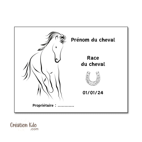 plaque de box cheval personnalisée panneau écurie chevaux race naissance nom pancarte aluminium