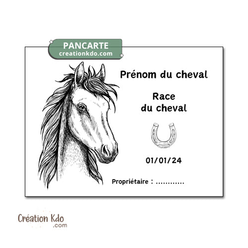 plaque de box cheval personnalisée panneau écurie chevaux race naissance nom pancarte aluminium poney