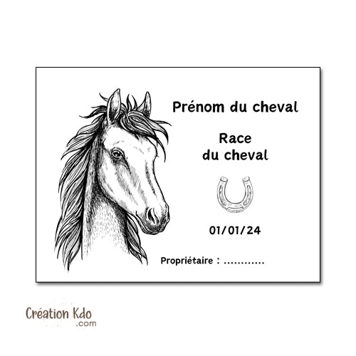 plaque de box cheval personnalisée panneau écurie chevaux race naissance nom pancarte aluminium poney