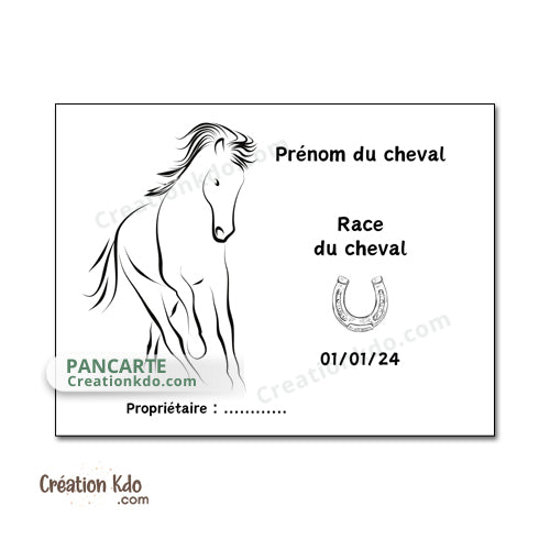 plaque de box cheval personnalisée panneau écurie chevaux race naissance nom pancarte aluminium