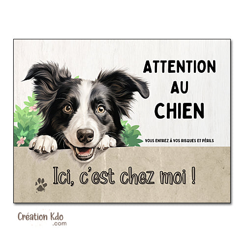 border collie panneau attention au chien portail plaque je monte la garde pancarte