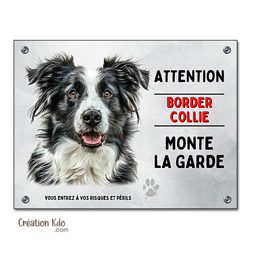 panneau border collie attention au chien portail plaque je monte la garde pancarte