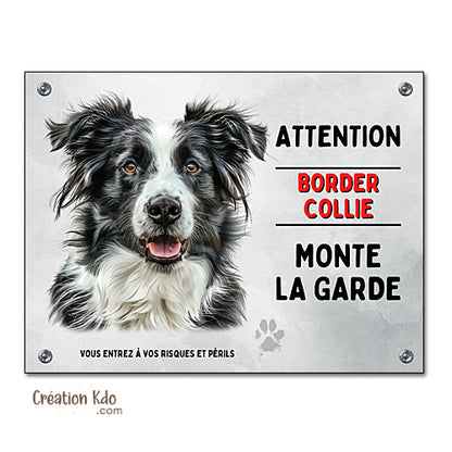 panneau border collie attention au chien portail plaque je monte la garde pancarte