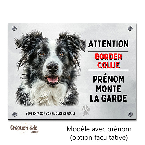 panneau border collie attention au chien portail plaque je monte la garde pancarte prénom personnalisé