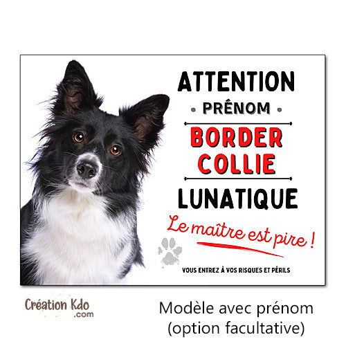 panneau border collie attention au chien portail plaque je monte la garde pancarte
