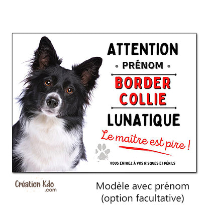 panneau border collie attention au chien portail plaque je monte la garde pancarte