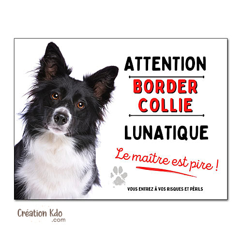 panneau border collie attention au chien portail plaque je monte la garde pancarte