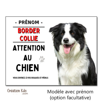 plaque border collie attention au chien panneau monte la garde