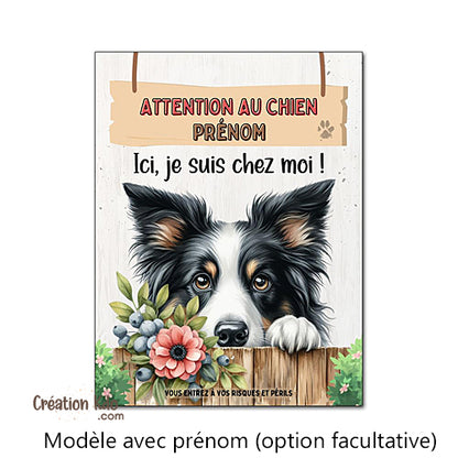 attention au chien border collie panneau chien plaque