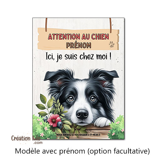 panneau border collie attention au chien portail plaque je monte la garde pancarte de jardin