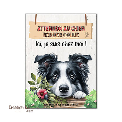 panneau border collie attention au chien portail plaque je monte la garde pancarte décorative