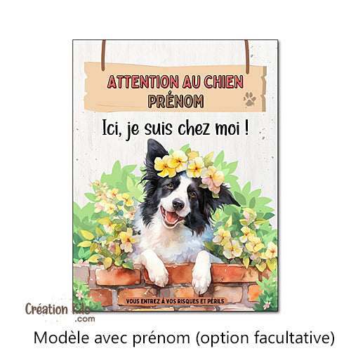 panneau border collie attention au chien portail plaque je monte la garde pancarte déco maison