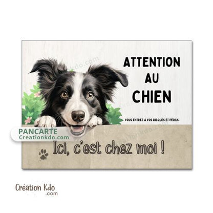 border collie panneau attention au chien portail plaque je monte la garde pancarte