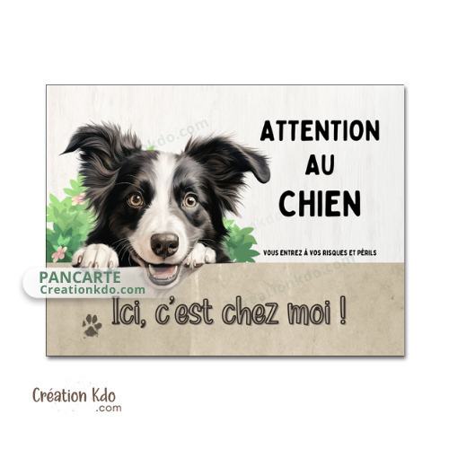 border collie panneau attention au chien portail plaque je monte la garde pancarte