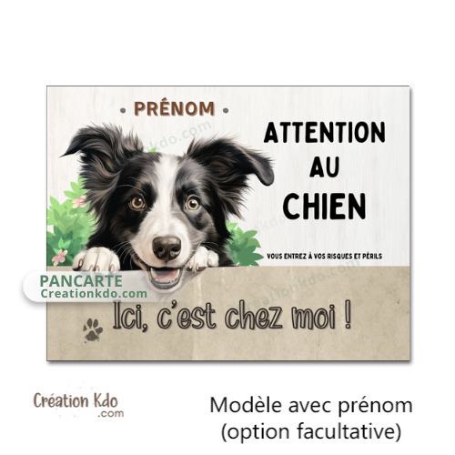 border collie panneau attention au chien portail plaque je monte la garde pancarte personnalisée