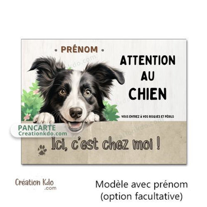 border collie panneau attention au chien portail plaque je monte la garde pancarte personnalisée