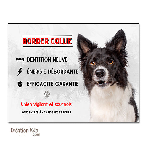 border collie panneau attention au chien vigilant humour portail plaque je monte la garde pancarte