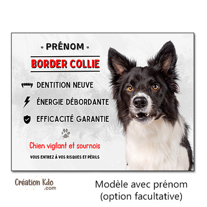 border collie panneau attention au chien portail plaque je monte la garde pancarte humour