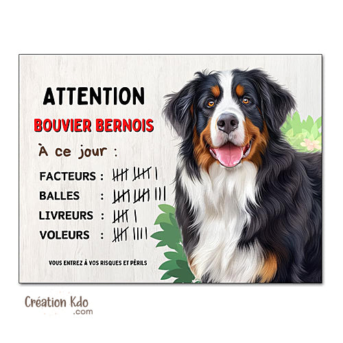 panneau attention bouvier bernois monte la garde plaque chien portail à ce jour humour