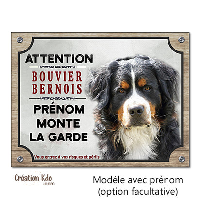 panneau attention bouvier bernois monte la garde plaque chien portail à personnaliser