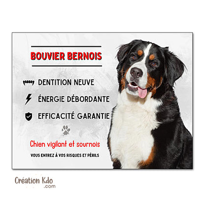 panneau attention bouvier bernois monte la garde plaque chien portail humour