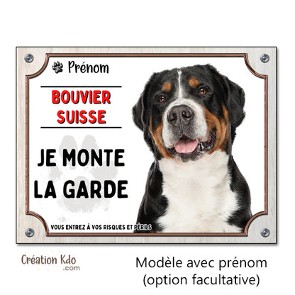 plaque bouvier suisse attention au chien panneau portail je monte la garde
