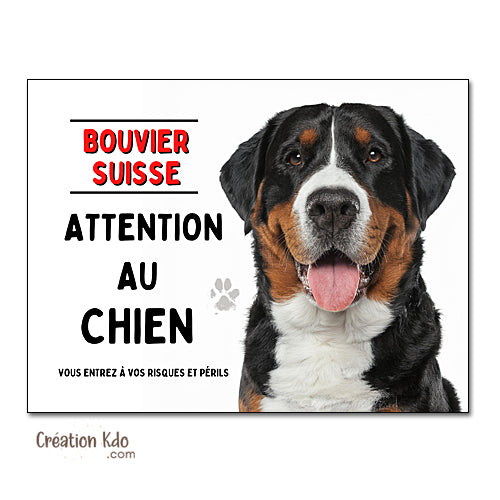 panneau attention bouvier suisse monte la garde plaque chien portail pancarte