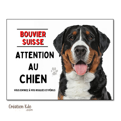 panneau attention bouvier suisse monte la garde plaque chien portail pancarte