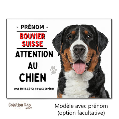 panneau attention bouvier suisse monte la garde plaque chien portail