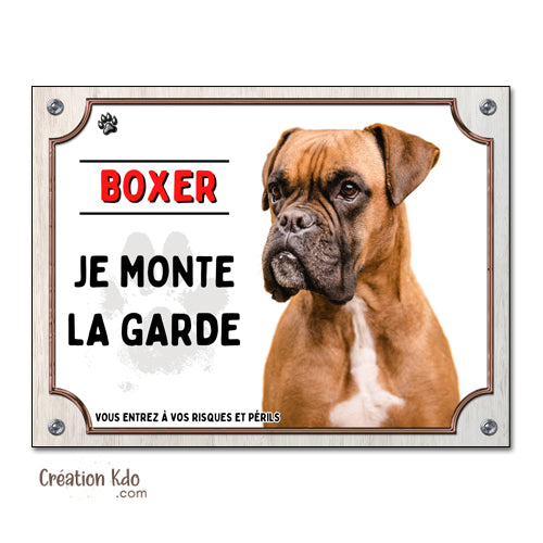 plaque chien boxer attention au chien panneau portail je monte la garde