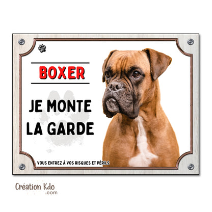 plaque chien boxer attention au chien panneau portail je monte la garde