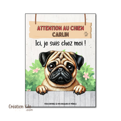 carlin plaque attention au chien panneau portail monte la garde