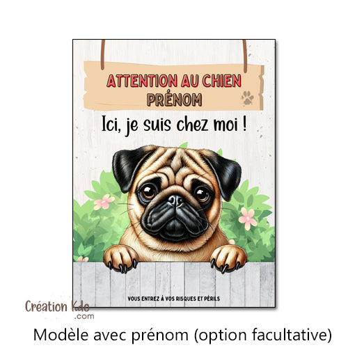 carlin plaque attention au chien panneau portail monte la garde personnalisé