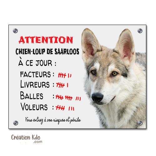 panneau chien loup de saarloos plaque monte la garde humour