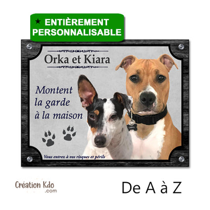 plaque attention au chien personnalisée photo je monte la garde panneau portail