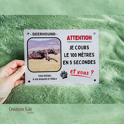 deerhound plaque attention au chien panneau portail je monte la garde photo