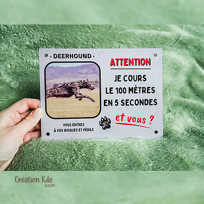 deerhound plaque attention au chien panneau portail je monte la garde photo
