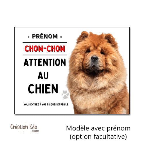 plaque chow chow panneau attention au chien pancarte je monte la garde portail