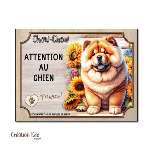 plaque attention au chien merci chow chow panneau portail je monte la garde