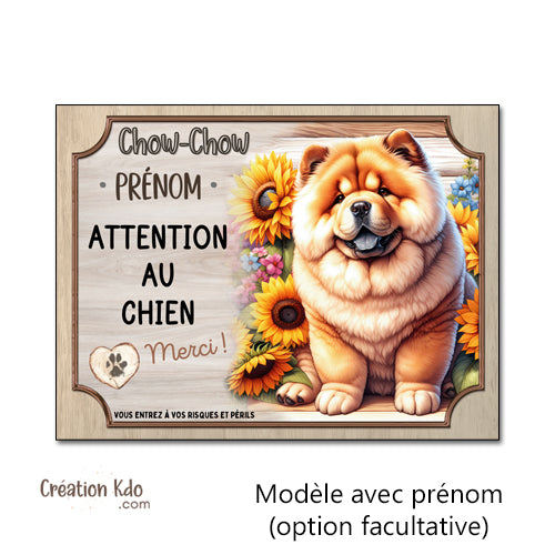 plaque attention au chien merci chow chow panneau portail je monte la garde personnalise prénom
