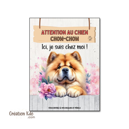plaque chow chow attention au chien panneau portail je monte la garde
