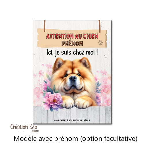 plaque chow chow attention au chien panneau portail je monte la garde personnalisé