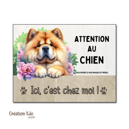 plaque attention au chien chow chow panneau portail je monte la garde