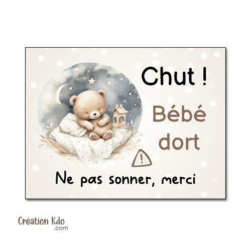 plaque chut bébé dort panneau nounou maman assistante maternelle ne pas sonner